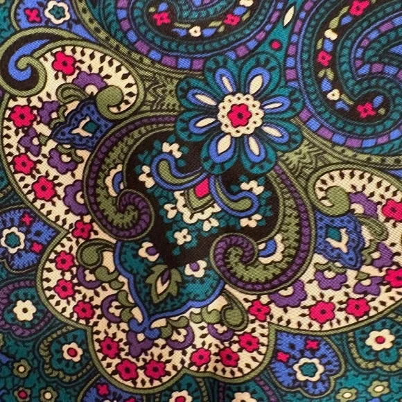 Dior Blue and Black Patterned Silk Scarf with Floral Accents - Picture 2 of 4